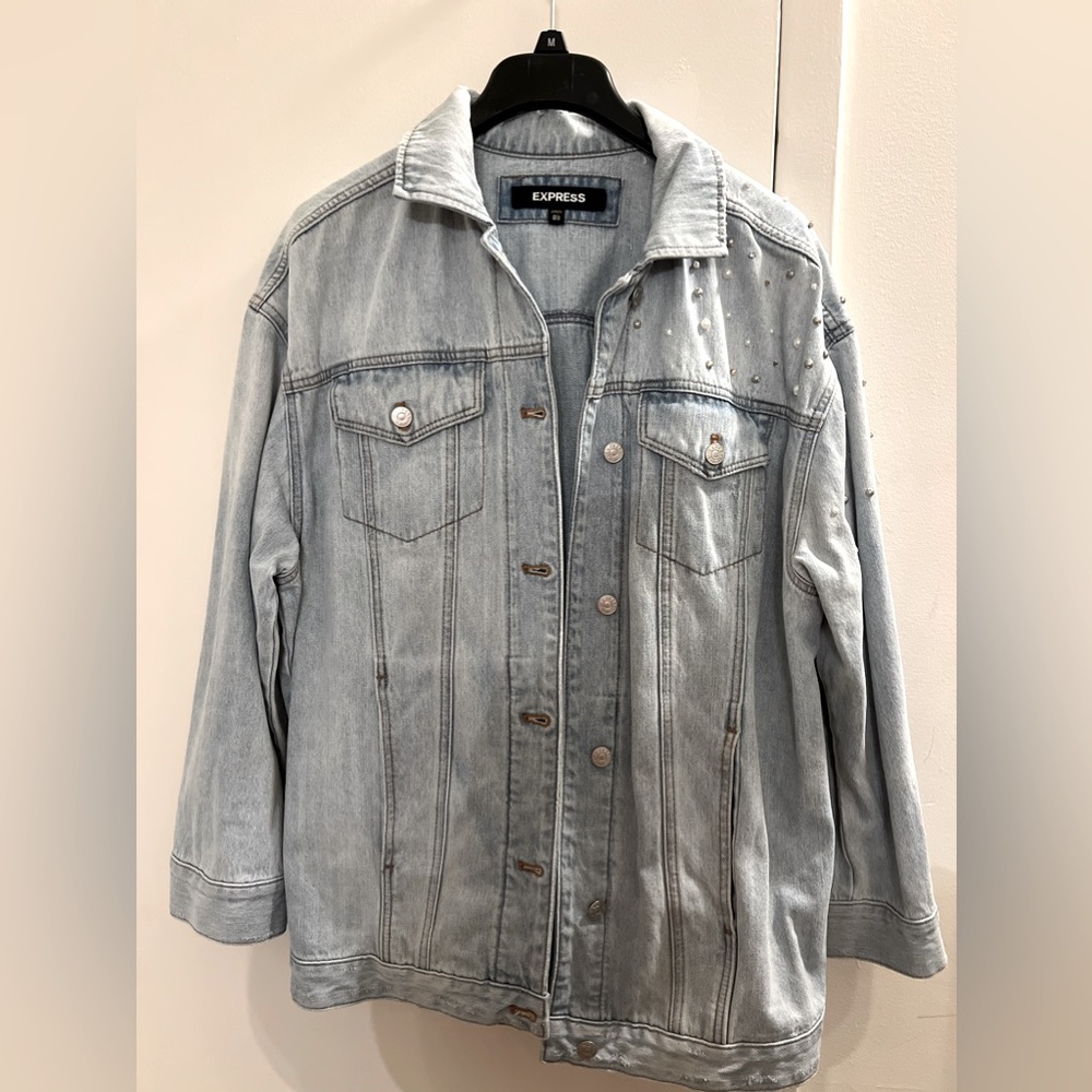 Jean jacket with pearl and stud embellishment!